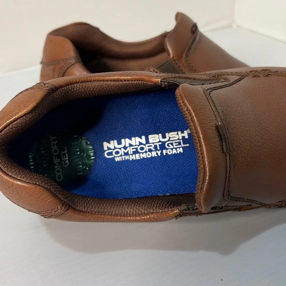 Nunn Bush Kore Mens 8.5W Brown Leather Slip On Loafers Comfort Gel